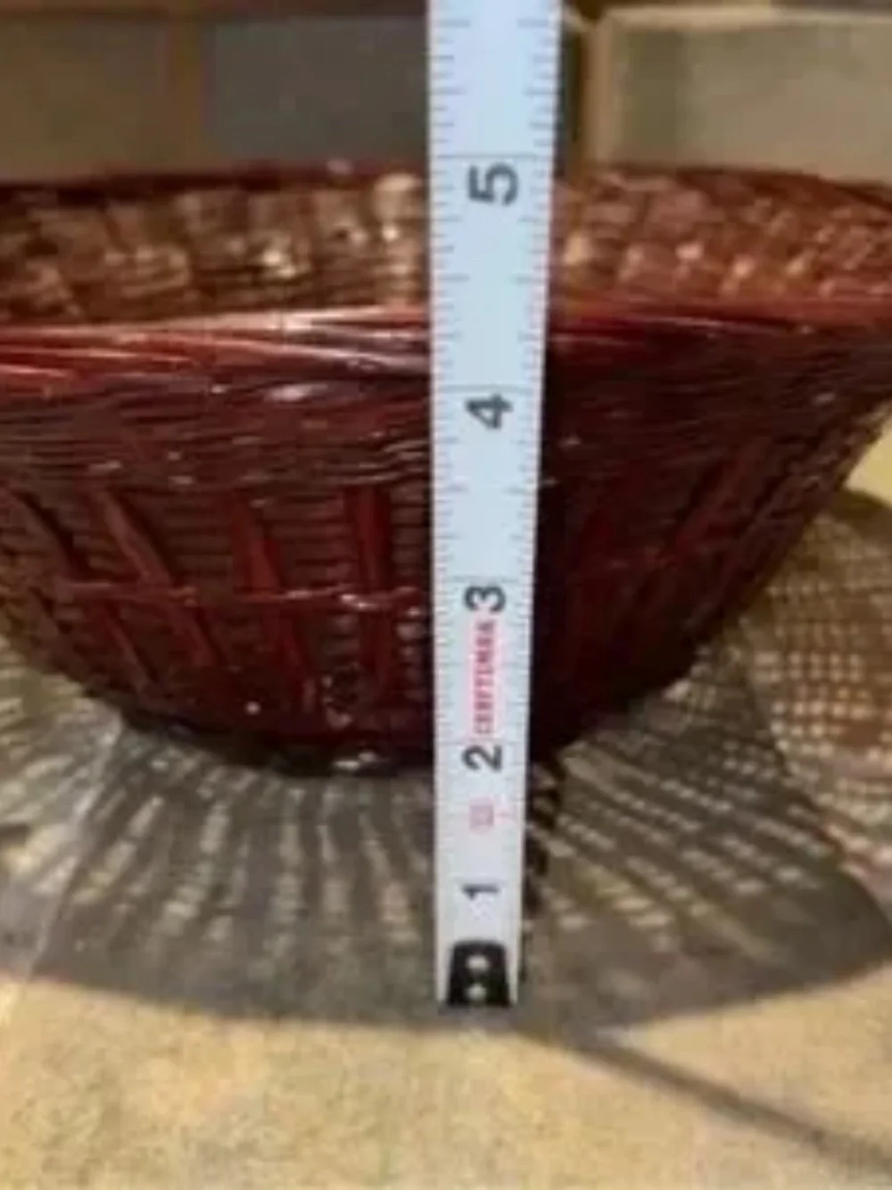 Vintage Cottage Core Boho Red Wicker Basket